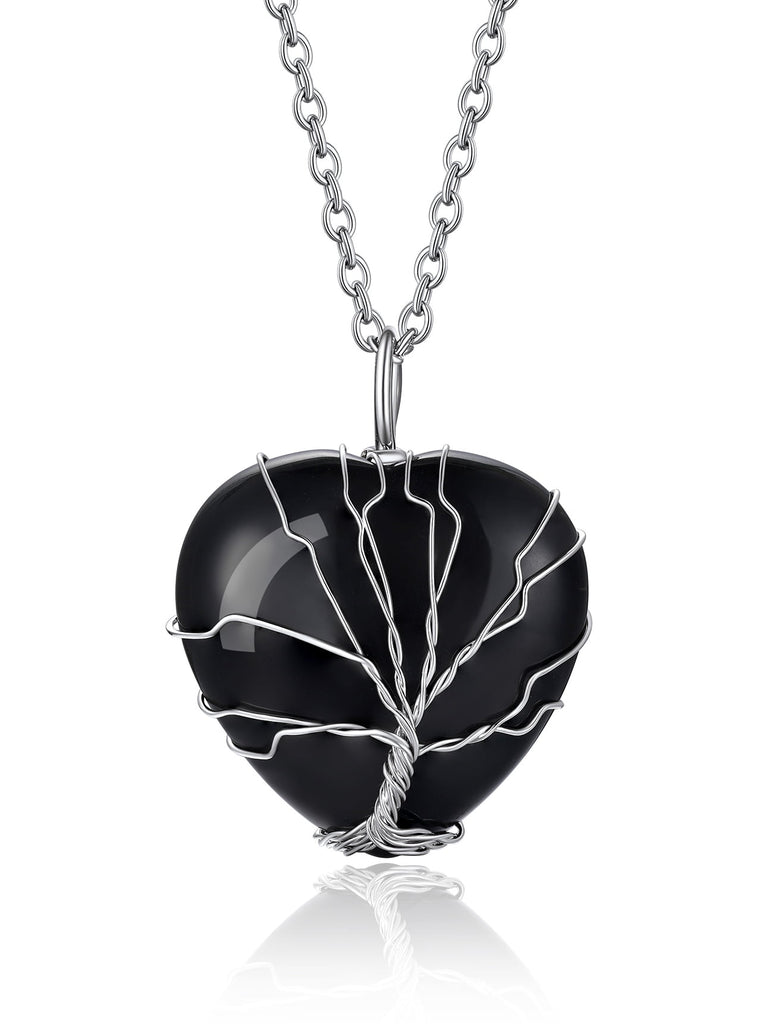 Tree of Life Crystal Heart Pendant & Necklace