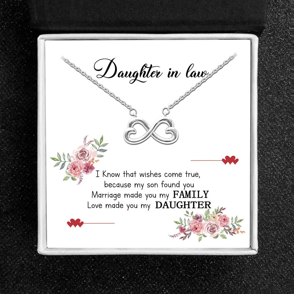Daughter In Law Greeting Card Sterling Silver Hearts Necklace Womens