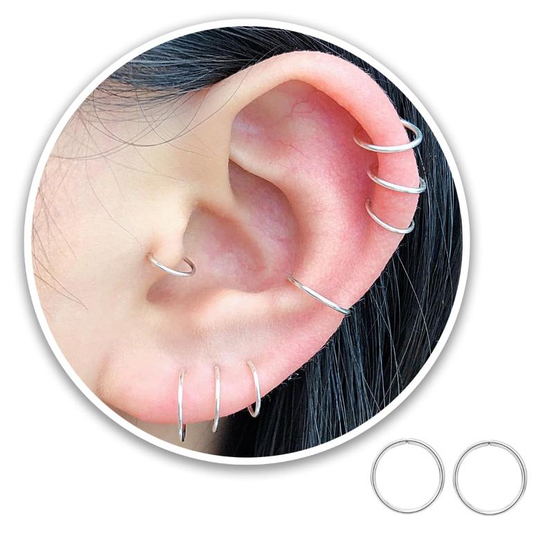 Small Hoop Earrings for Cartilage Nose, Tiny & Thin 