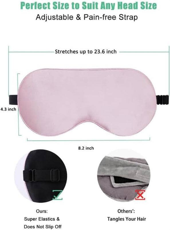 2-Pack 100% Pure Silk Sleep Masks with Adjustable Straps, Light Blocking