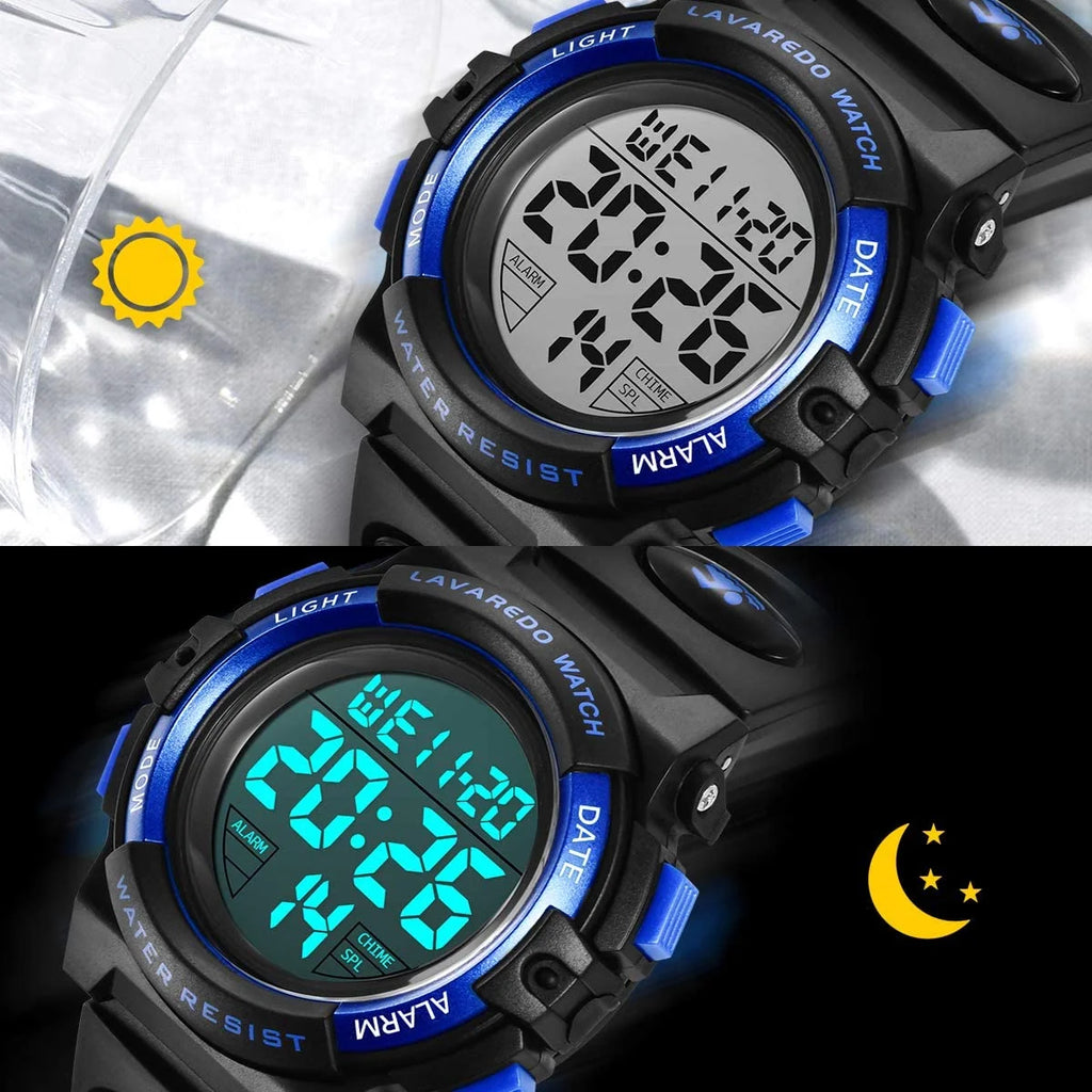 Boy's Digital Sport Outdoor Waterproof LED Wrist Watch with Stopwatch