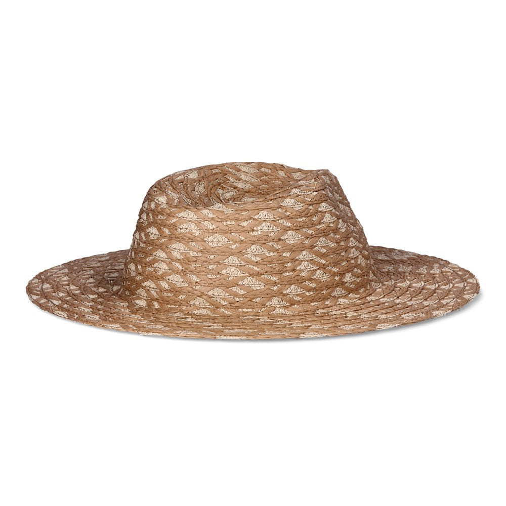 Women's Grecian Weave Straw Fedora Hat, Beige