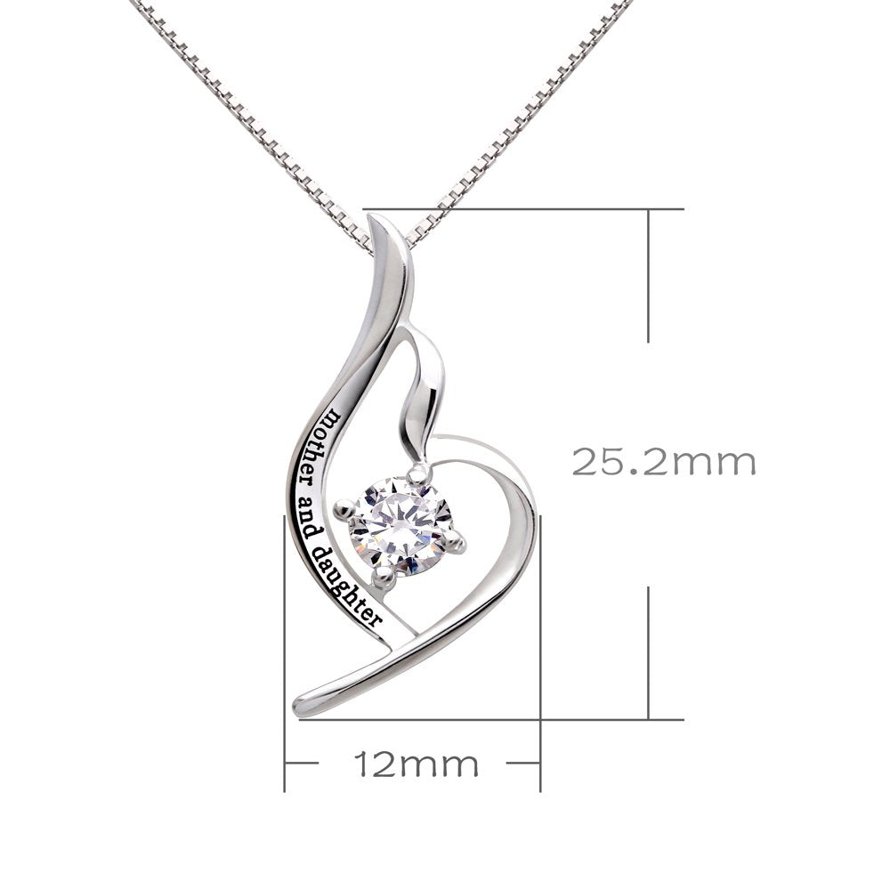 Jewelry Sterling Silver mother and daughter Cubic Zirconia Pendant Necklace
