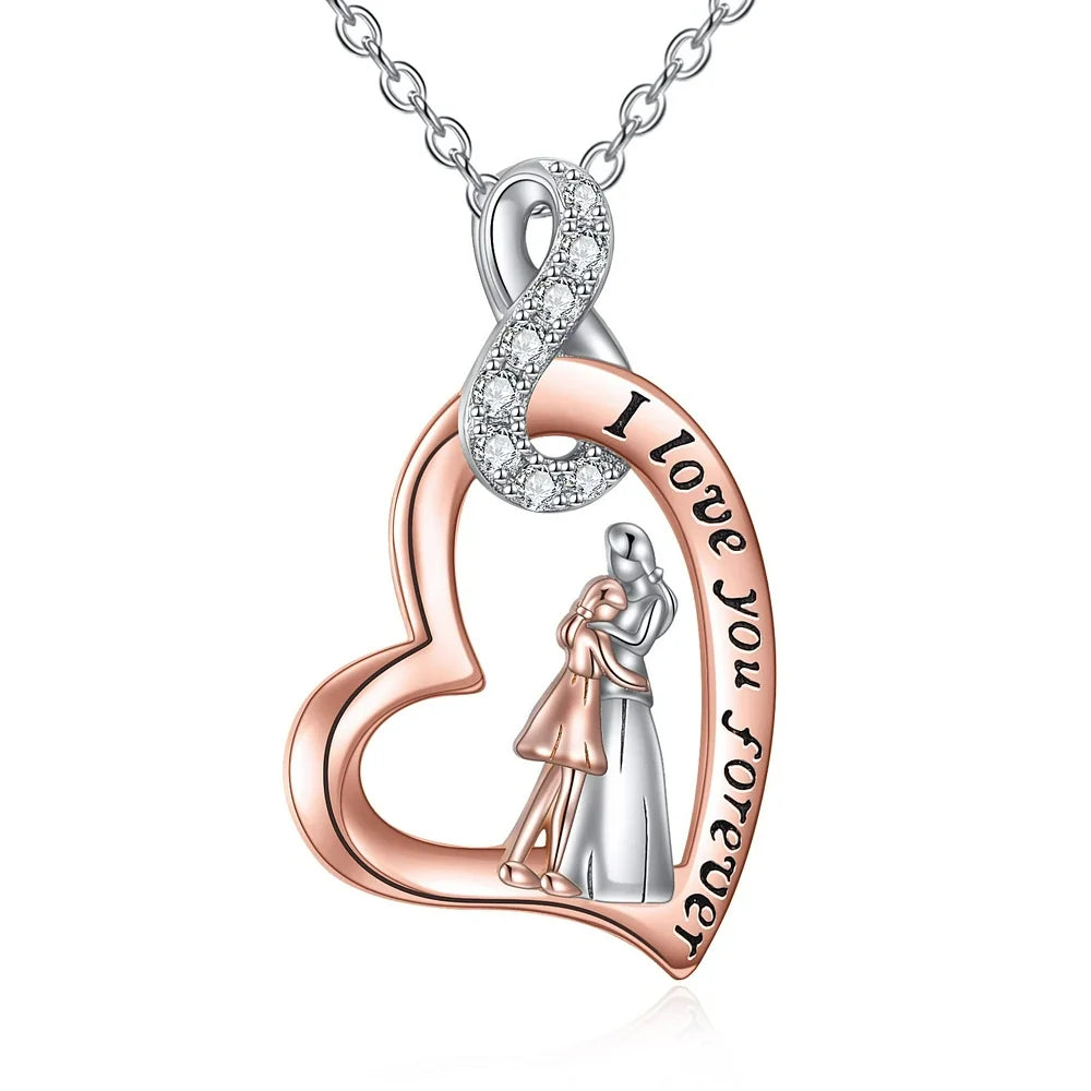 Mother Daughter Necklace S925 Sterling Silver Mother Daughter Necklace Love You Forever to My Daughters Jewelry Gifts from Mom Daughter Birthday Mother's Day Anniversary