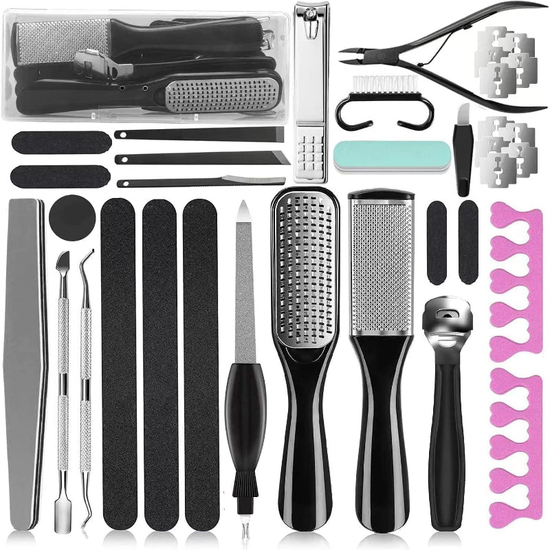 Professional Pedicure Kit, 36 in 1 Stainless Steel Foot Care Kit Foot Rasp Dead Skin Remover for Home & Salon Care, Filer