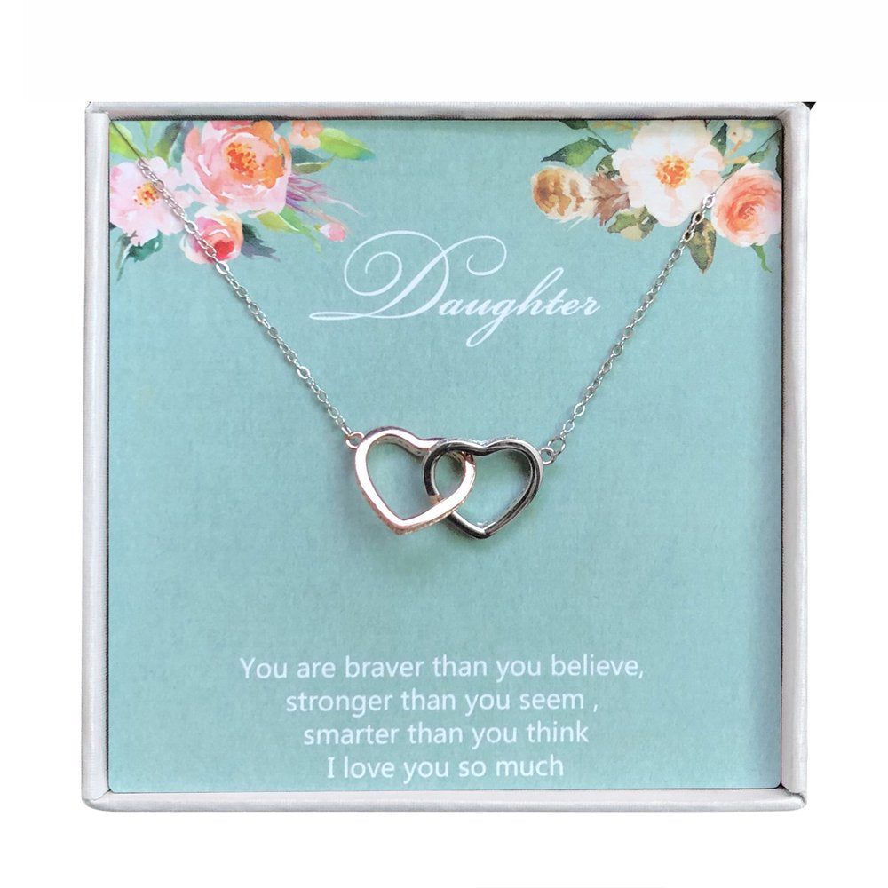 Daughter In Law Greeting Card Sterling Silver Hearts Necklace Womens