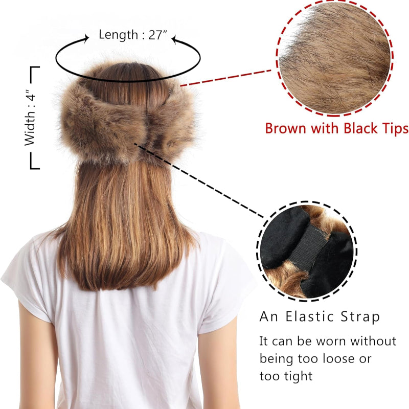 Faux Fur Headband with Stretch Women'S Winter Earwarmer Earmuff