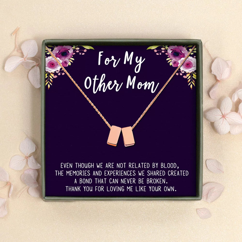 Step Mom Gift, Gift for Other Mom, Cube Necklace Jewelry Gift, Mothers Day Gift, Birthday Gift for Her,Two Cube Necklaces with Wish Card [1 Silver & 1 Rose Gold]