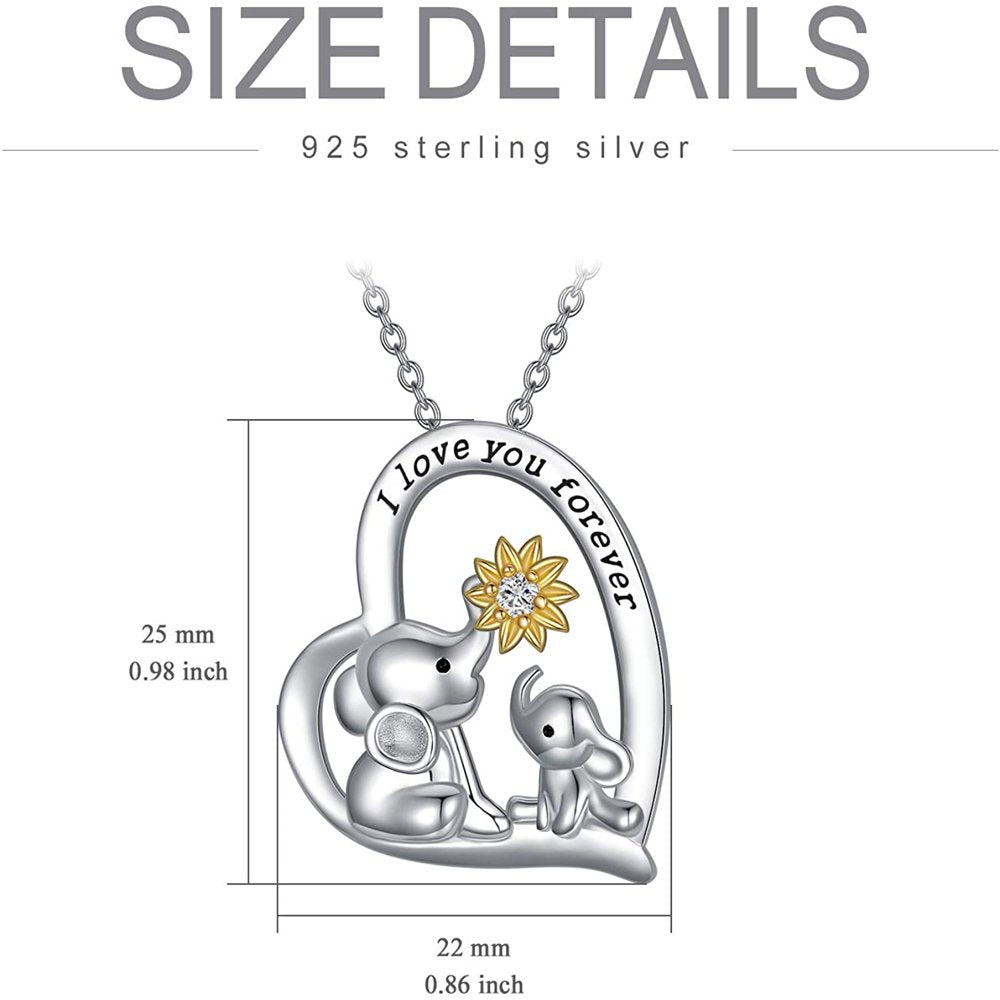 Mothers Day Gifts for Mom, Stering Silver Mom and Baby Elephant Necklaces for Women Mom Mama Nana Mothers