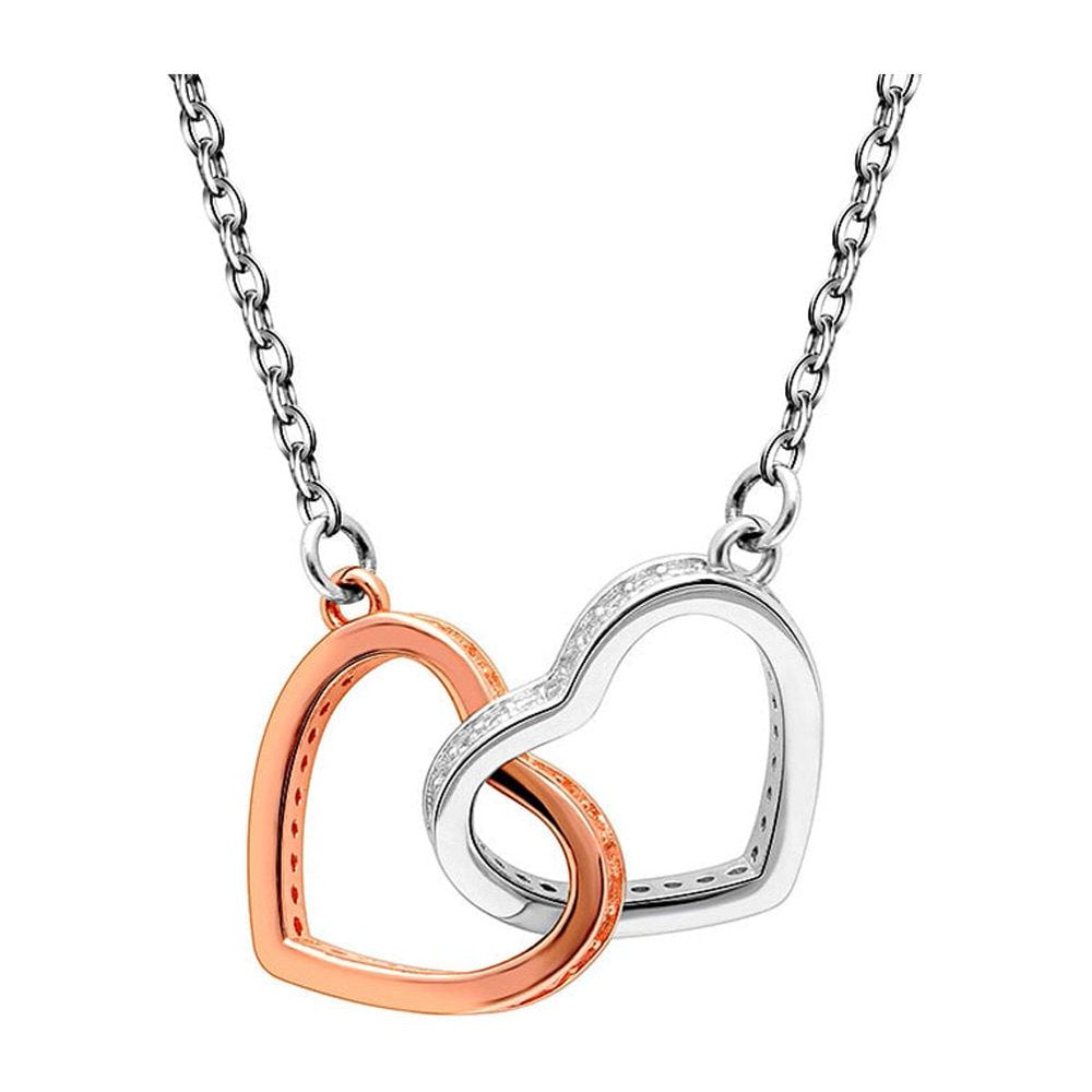Mom Greeting Card Sterling Silver Linked Hearts Necklace Women