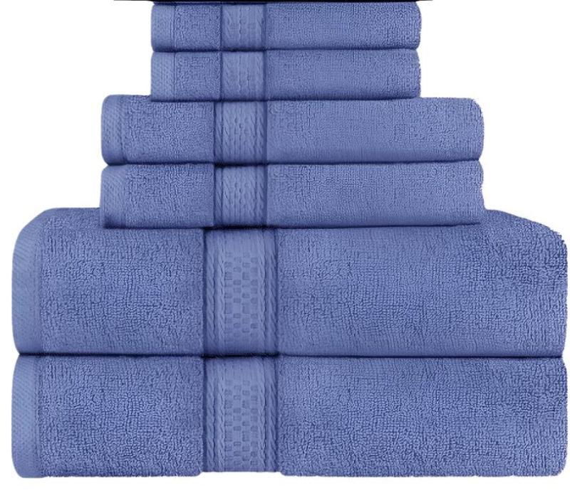 6 Pieces Towel Set - 2 Bath, 2 Hand & 2 Washcloths