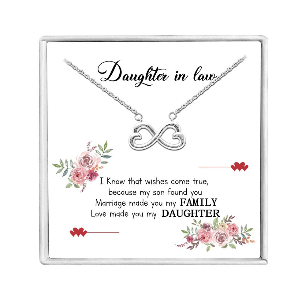 Daughter In Law Greeting Card Sterling Silver Hearts Necklace Womens