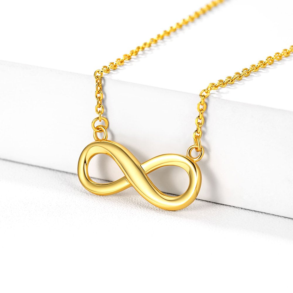 Women Gold Infinity Necklace 925 Sterling Silver Pendant Necklace Jewelry Birthday Christmas Gift