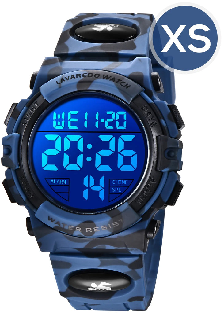 Boy's Digital Sport Outdoor Waterproof LED Wrist Watch with Stopwatch