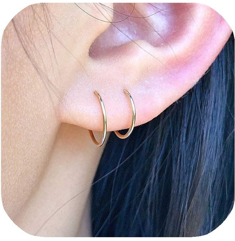 Small Hoop Earrings for Cartilage Nose, Tiny & Thin 