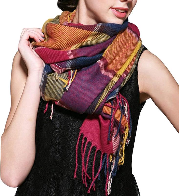  Women's Scarf - Long Plaid Warm Lattice Scarves