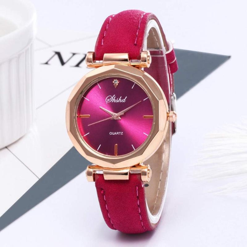 Diamond Cut Style Shaped Dial Watch with Leather Strap