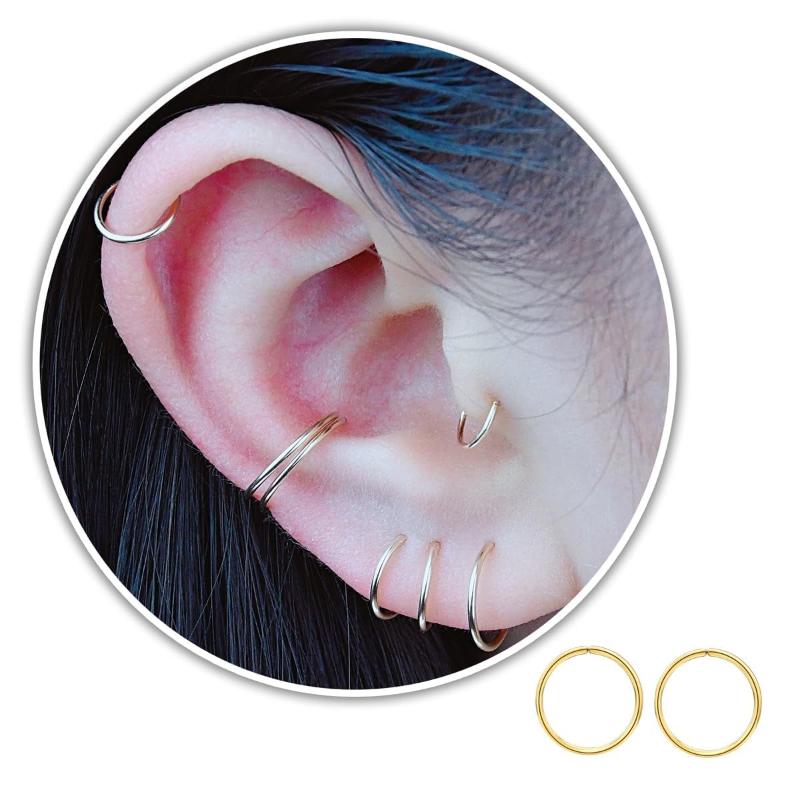 Small Hoop Earrings for Cartilage Nose, Tiny & Thin 