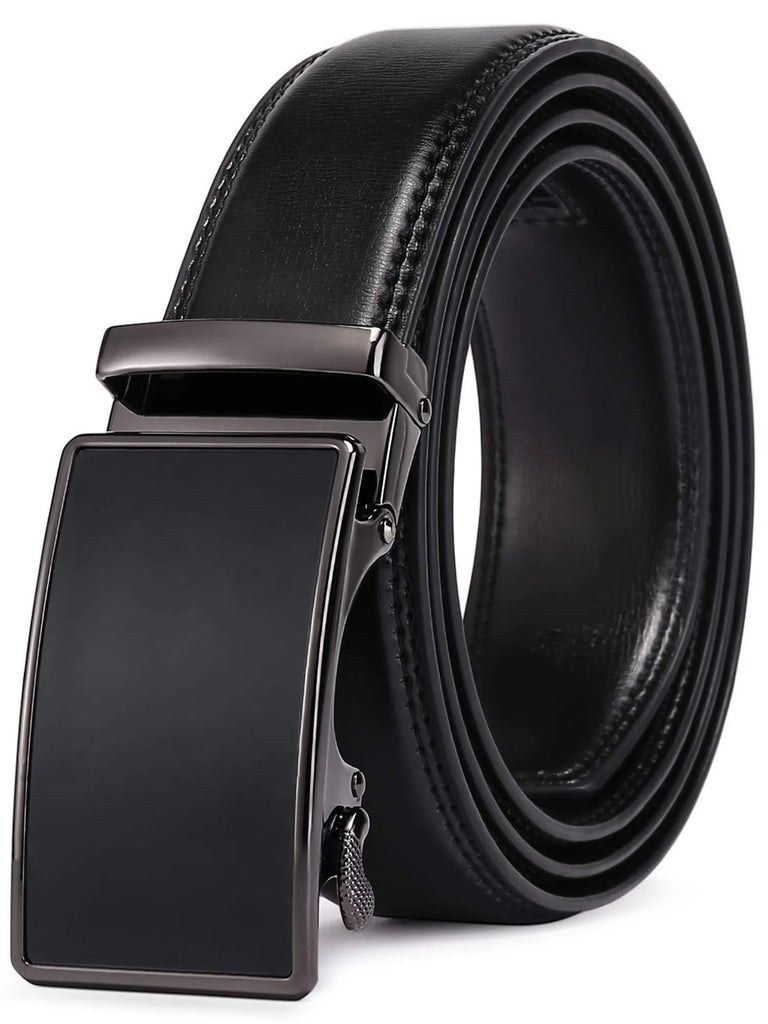 Men's Leather Belt - Automatic Ratchet Buckle Slide Belt Trim to Fit