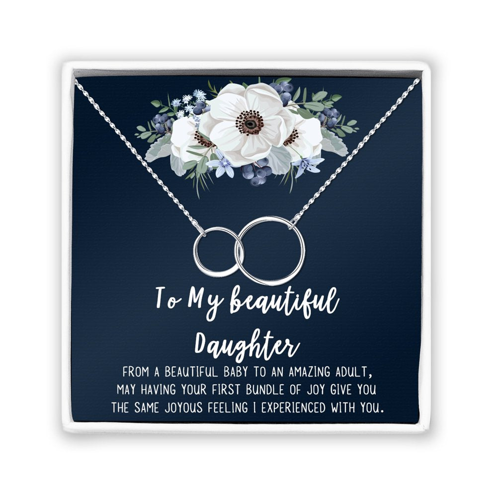 Mother Daughter Necklace Jewelry with Gift Box Card - Gifts for Mom, Daughter, Birthday, Mothers Day - Two Infinity Necklace for Women [Silver Infiniry Ring, No-Personalized Card]