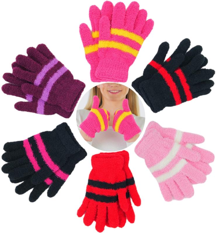 Pack of 6 Assorted Plush Magic Gloves - One Size