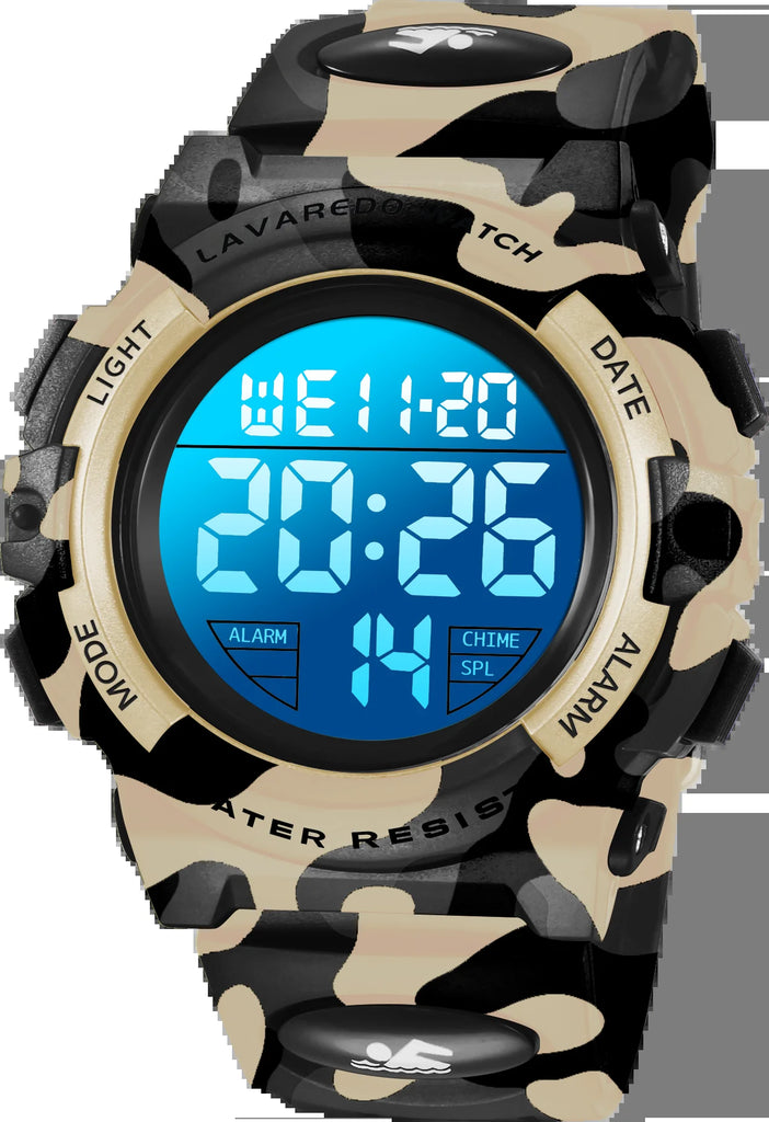 Boy's Digital Sport Outdoor Waterproof LED Wrist Watch with Stopwatch