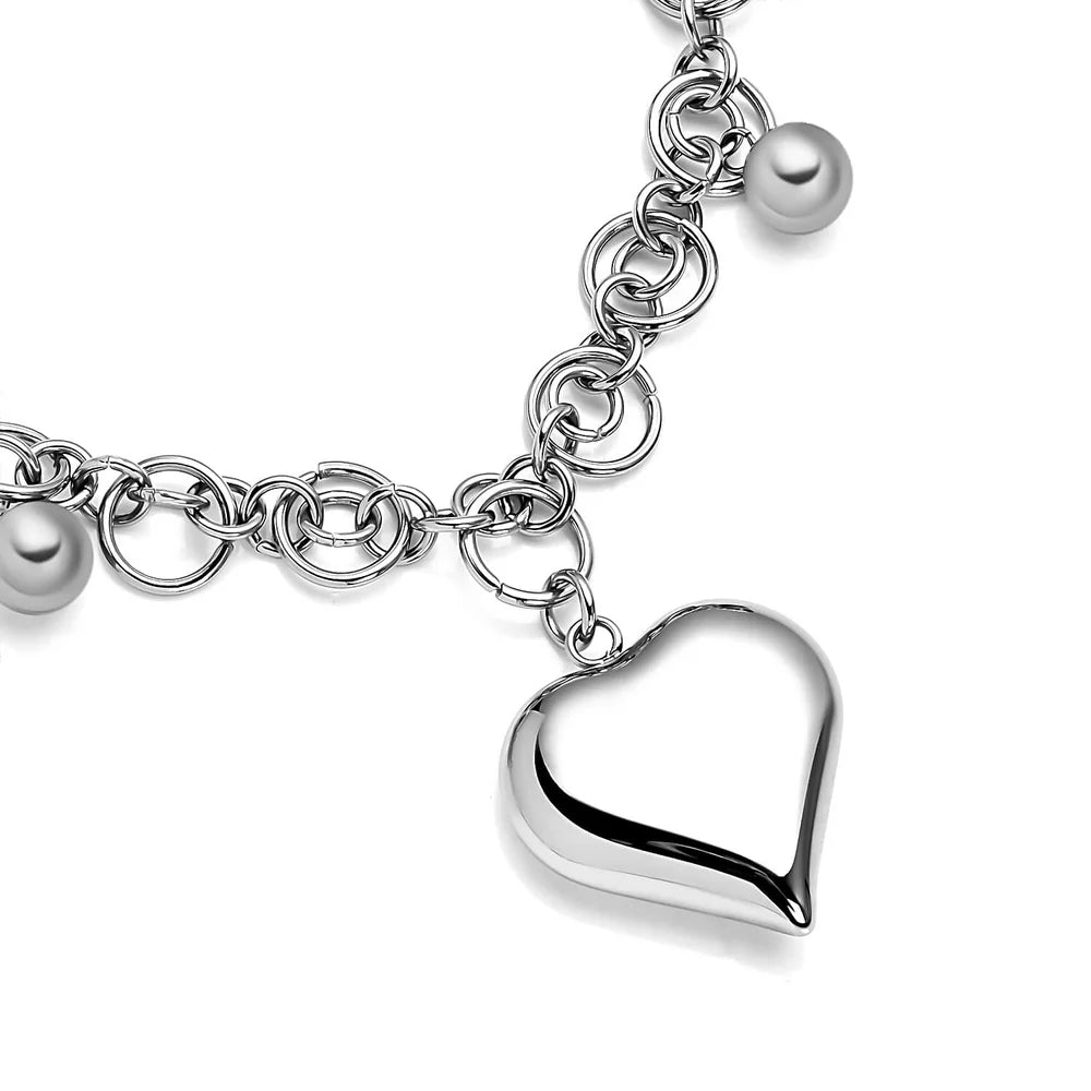 Women Heart Charm Chain Necklace Stainless Steel Jewelry 24" Birthday Mothers Day Gifts for Mom