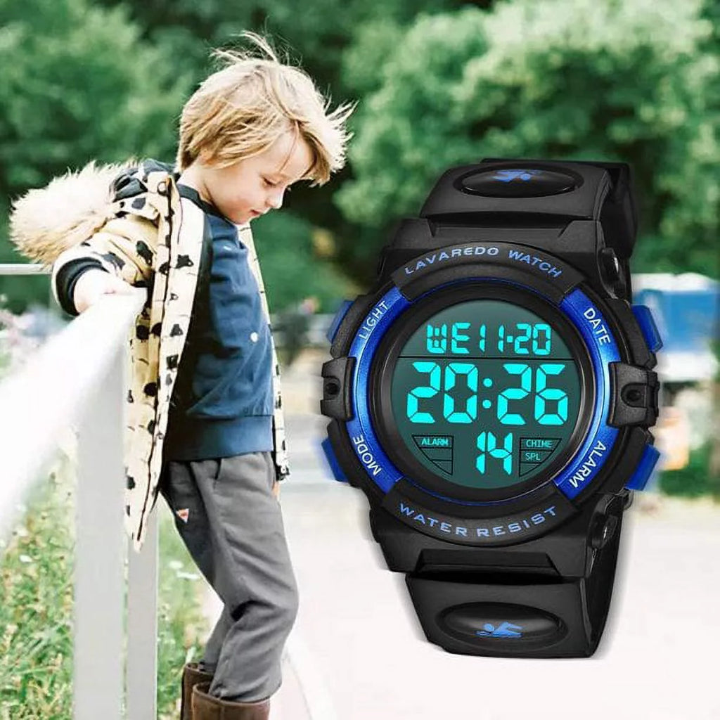 Boy's Digital Sport Outdoor Waterproof LED Wrist Watch with Stopwatch