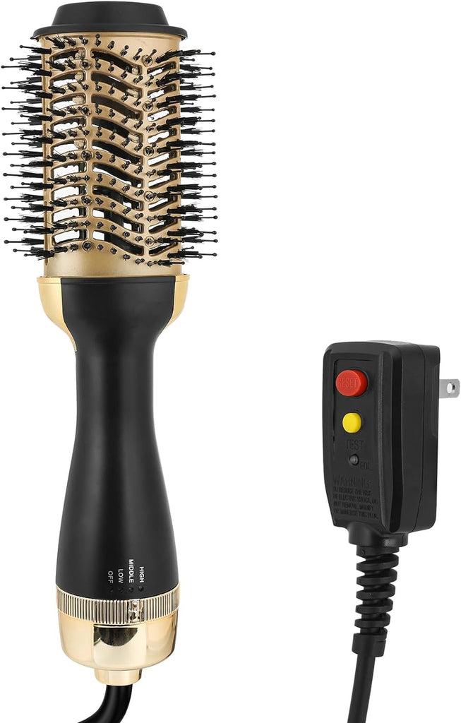 Hot Air Brush Dryer, Oval Brush for Blow Drying, Hair Dryer Brush One-Step Hot Air Styling Tools, 1000W, Ceramic Coating, 3 Heat Settings, 360 Swivel Cord, Black & Gold