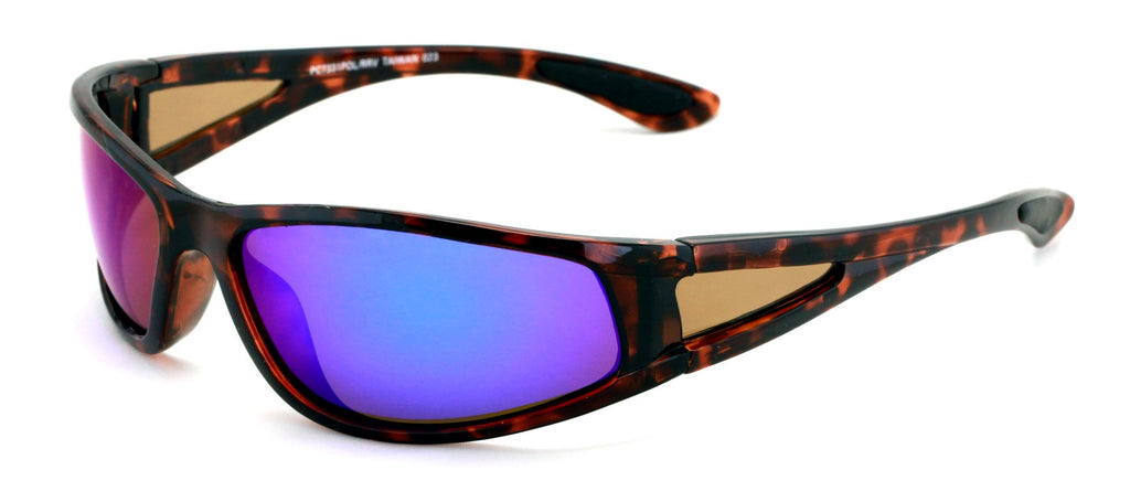 Men's Polycarbonate Polarized Sunglasses - Wrap Around Shielded Shade