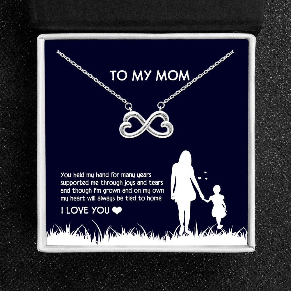 Mom Greeting Card Sterling Silver Infinity Hearts Necklace Women