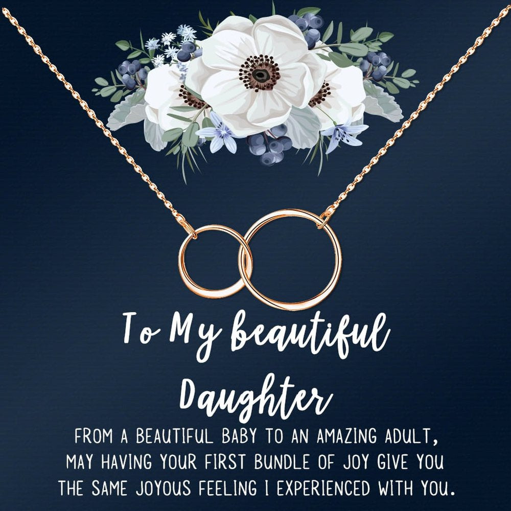 Mother Daughter Necklace Jewelry with Gift Box Card - Gifts for Mom, Daughter, Birthday, Mothers Day - Two Infinity Necklace for Women [Silver Infiniry Ring, No-Personalized Card]