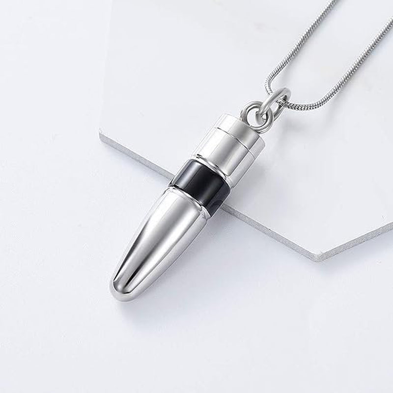 Personalized Stainless Steel Bullet Urn Necklace Keepsake Memorial Ashes Urn Necklaces for Dad Mom Forever Memorial Cremation Ash Jewelry