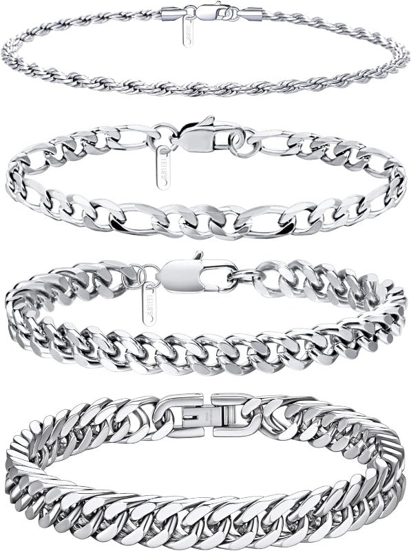 Men's 4 Bracelet Set -Stainless Steel