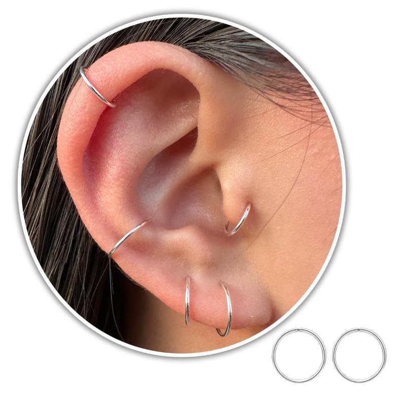 Small Hoop Earrings for Cartilage Nose, Tiny & Thin 