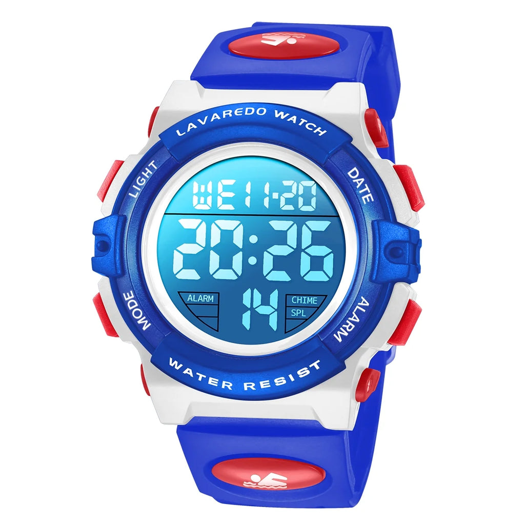 Boy's Digital Sport Outdoor Waterproof LED Wrist Watch with Stopwatch