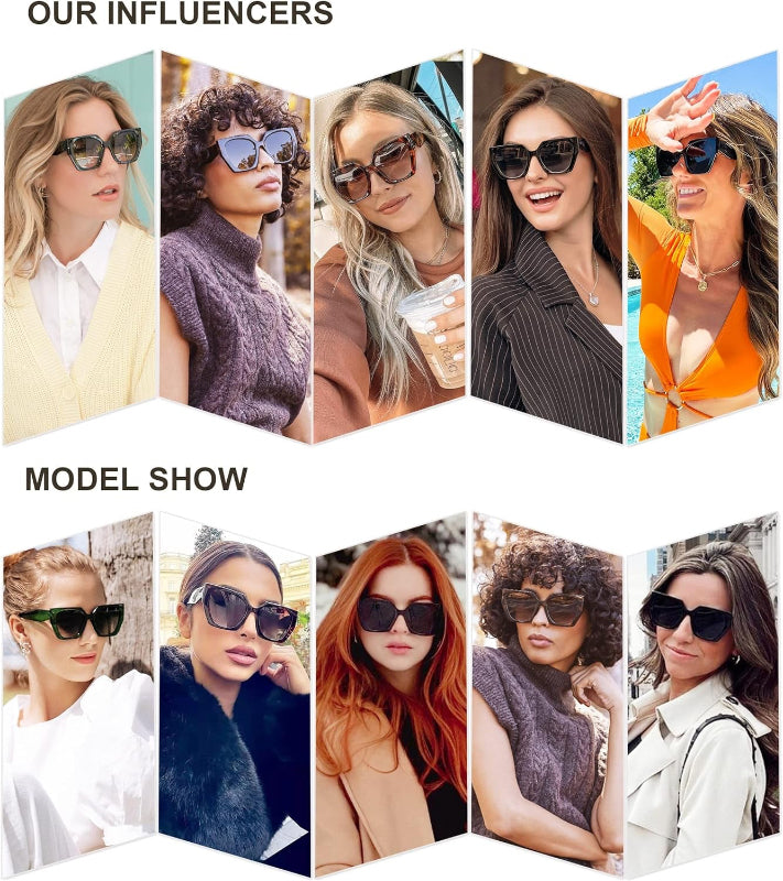  Oversized Polarized Sunglasses for Women, Trendy Square Cat-Eye Design