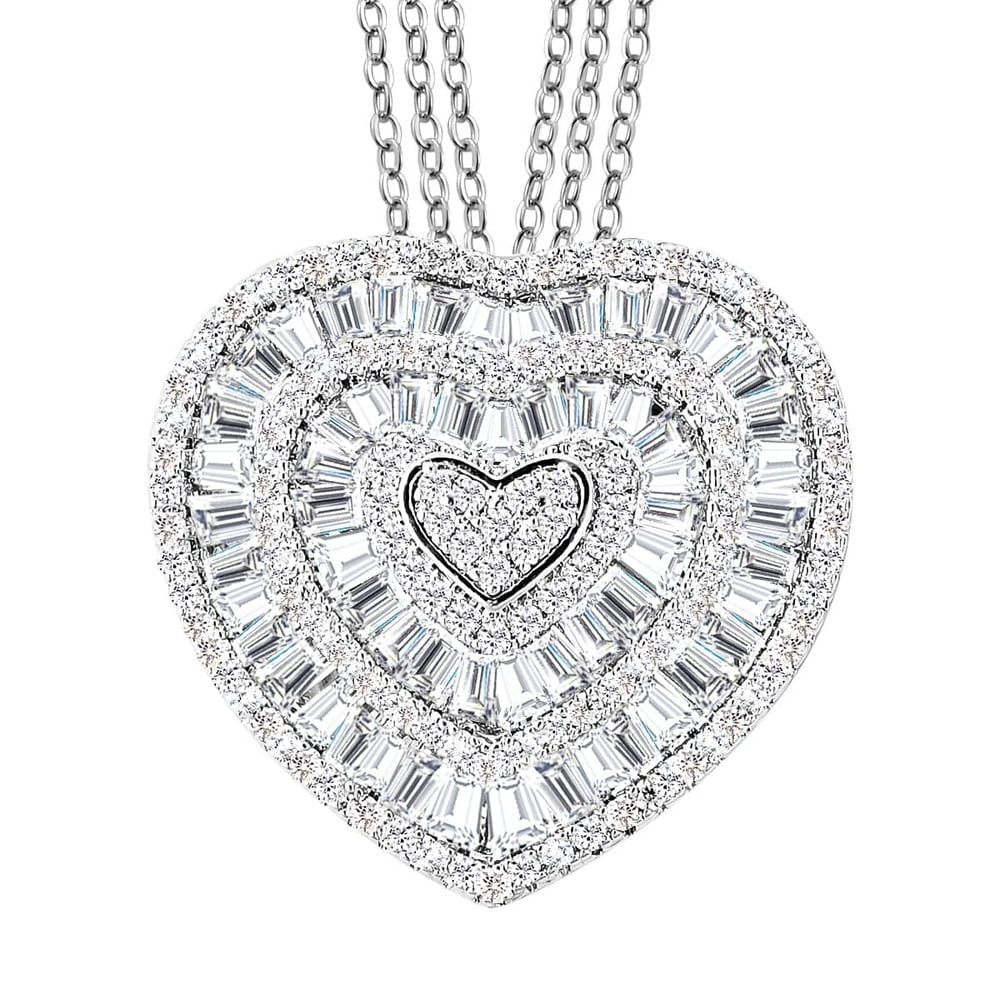 Women Cubic Zirconia Love Heart Pendant Necklace Platinum Plated Coquette Jewelry 20" Ct 4.1 Birthday Mothers Day Gifts for Mom