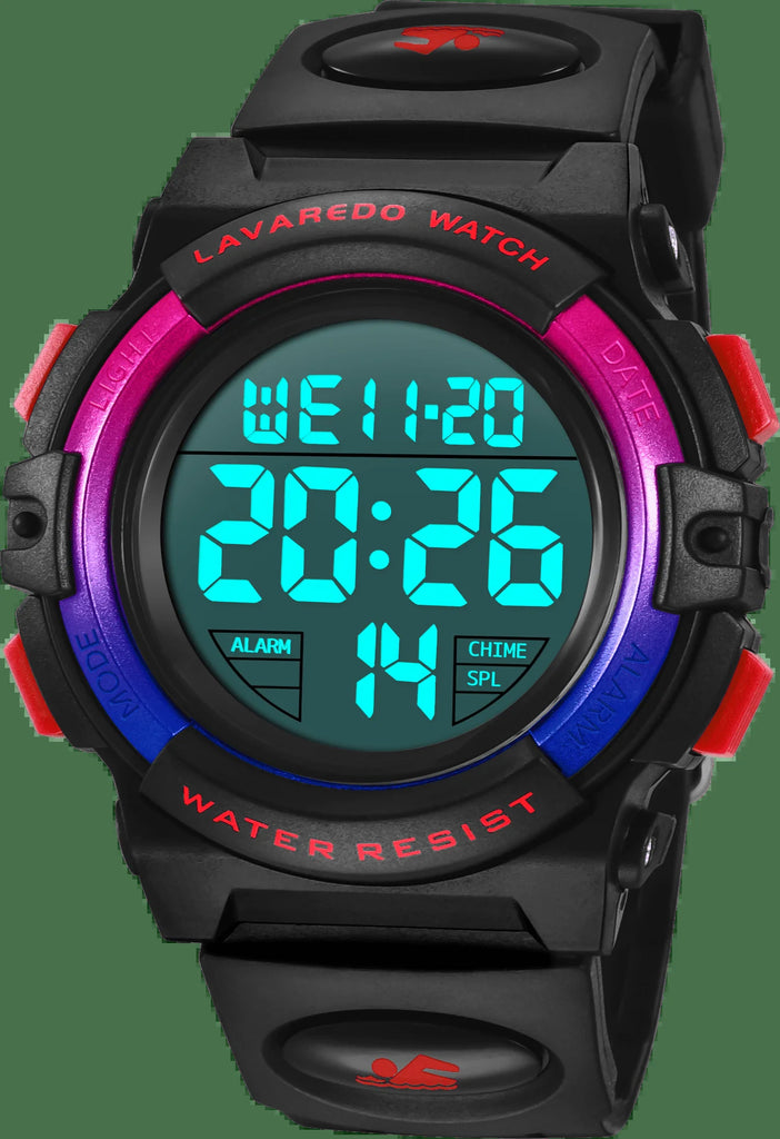 Boy's Digital Sport Outdoor Waterproof LED Wrist Watch with Stopwatch