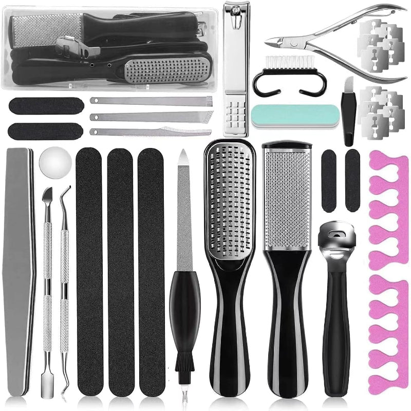 Professional Pedicure Kit, 36 in 1 Stainless Steel Foot Care Kit Foot Rasp Dead Skin Remover for Home & Salon Care, Filer