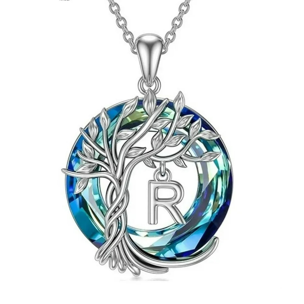 Gift for Women Tree of Life Necklace for Women with Initial Letter Jewelry Anniversary 26 English alphabet necklace Jewelry gifts  Christmas Present