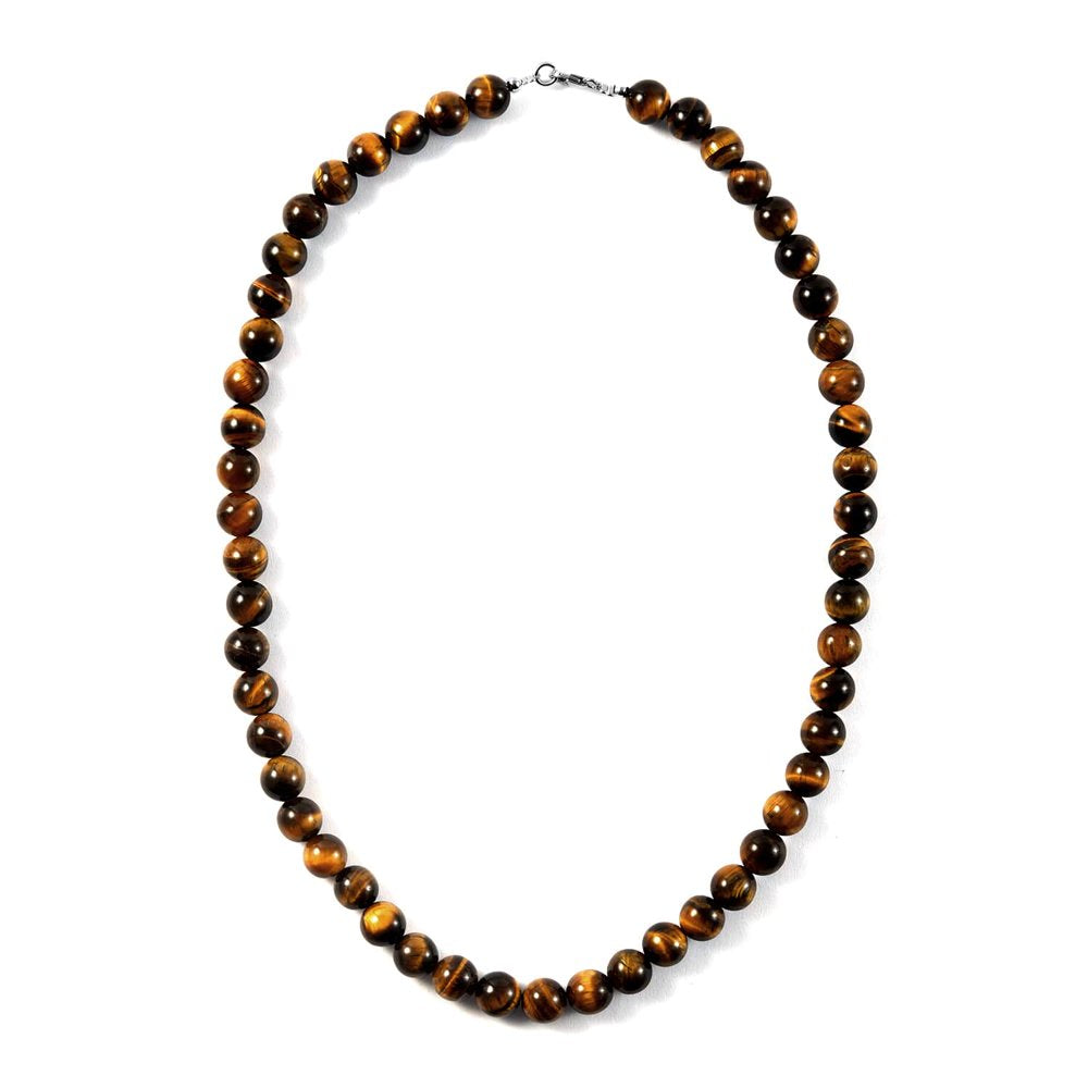 Sterling Silver Tiger Eye Beaded Necklace for Women Crystal Jewelry 18" Ct 185 Birthday Mothers Day Gifts for Mom