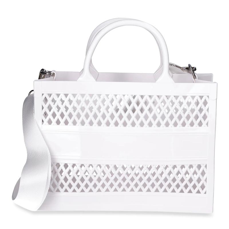 Women's Lattice Jelly Tote Bag with Shoulder Strap