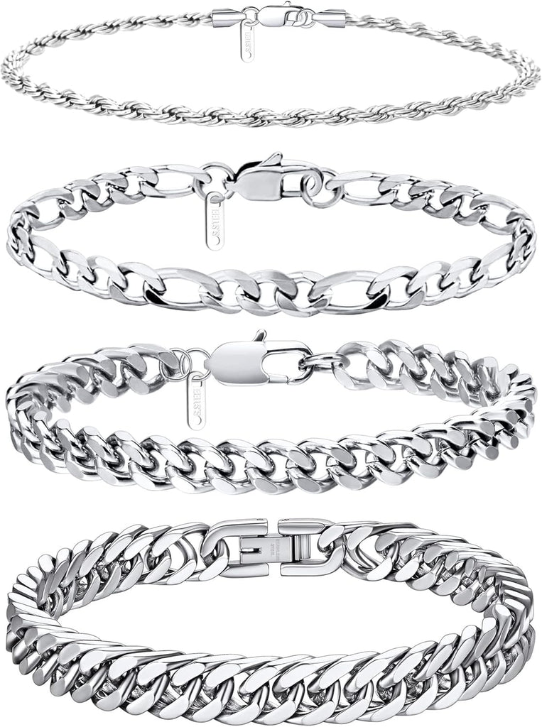 Men's 4 Bracelet Set -Stainless Steel