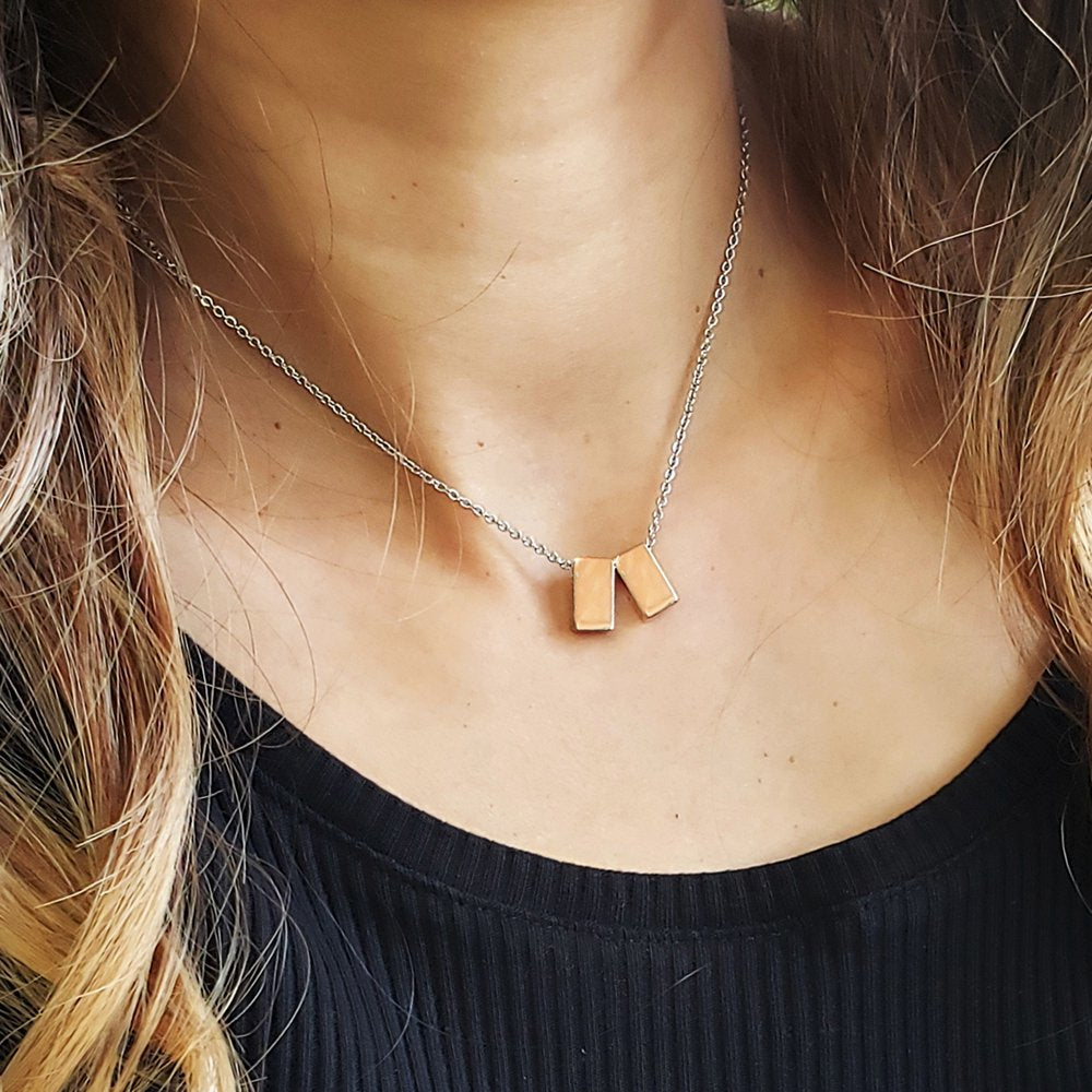 Step Mom Gift, Gift for Other Mom, Cube Necklace Jewelry Gift, Mothers Day Gift, Birthday Gift for Her,Two Cube Necklaces with Wish Card -[Rose Gold]