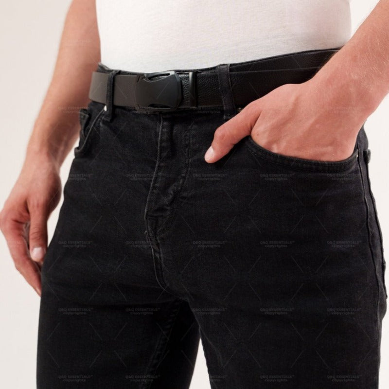 Men's Ratchet Belt - Premium Microfiber Leather Adjustable with Unique Slide Belt Buckle