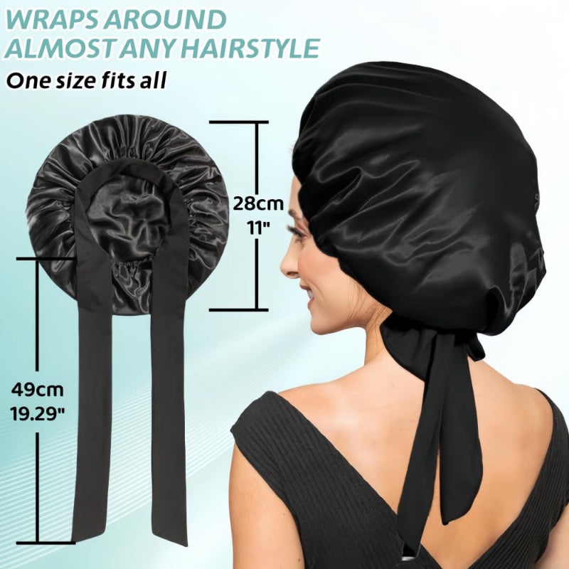 Miri - Satin Bonnet for Sleeping, Adjustable Silk Hair Bonnet with Tie Band for Curly Hair