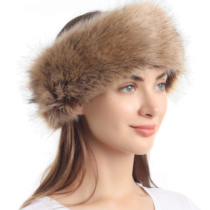 Faux Fur Headband with Stretch Women'S Winter Earwarmer Earmuff