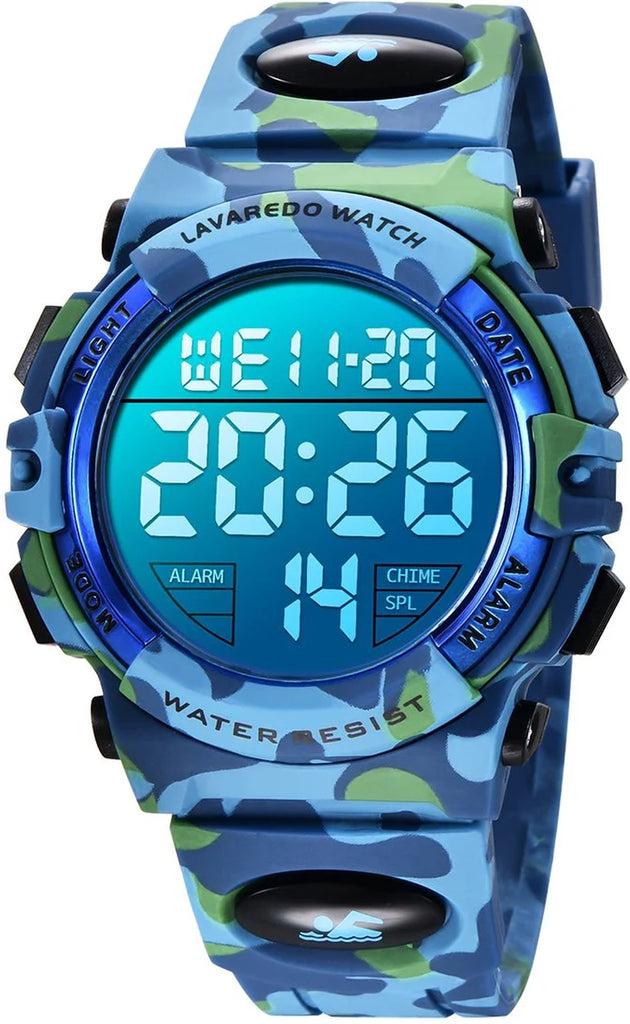 Boy's Digital Sport Outdoor Waterproof LED Wrist Watch with Stopwatch