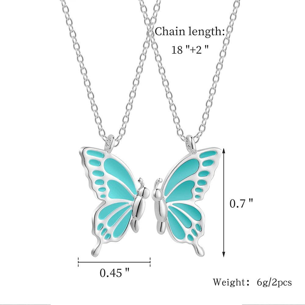 Mother Daughter Butterfly Necklaces, Matching Mommy and Me Butterfly Pendant Necklace Set for 2, Mom Daughter Chain Jewelry, Mother's Day Gift (Silver)